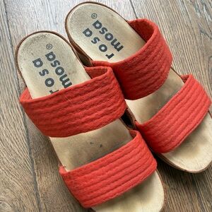 Women's Bold Orange Wood Soled Sandals